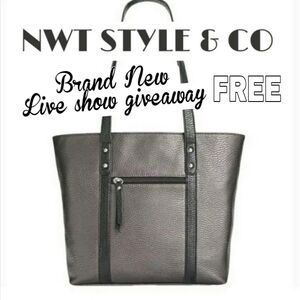 NWT STYLE&CO MSRP $78 Gray pebbled "leather" tote FREE GIVEAWAY TONIGHT!!
